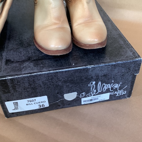 Felmini Boots 36 6 Brown Tan Leather Flat Western - Picture 10 of 11